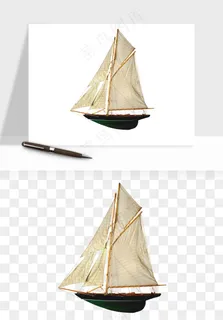 手绘航行帆船png免抠