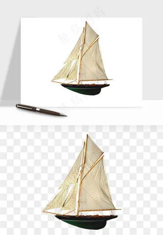手绘航行帆船png免抠