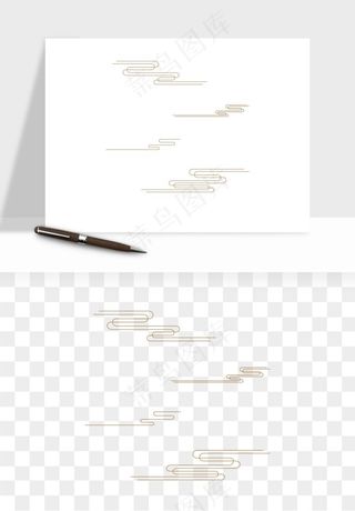 国潮线条祥云装饰png免抠