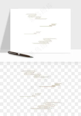 国潮线条祥云装饰png免抠