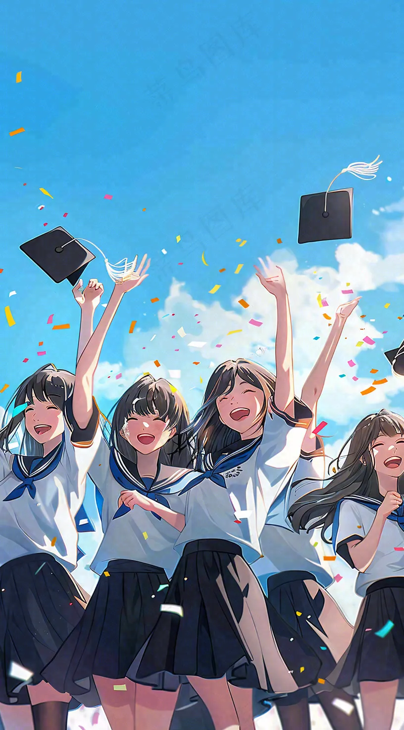 学生毕业季考试青春插画背景