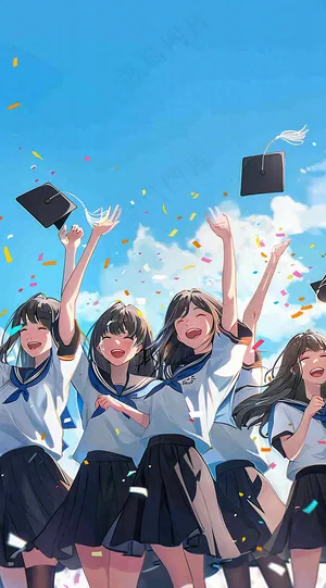 学生毕业季考试青春插画背景