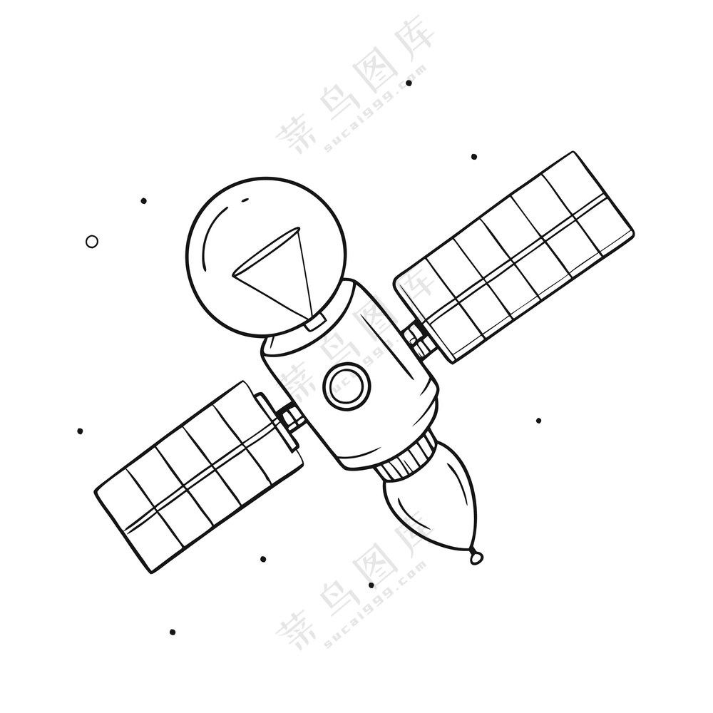简约线条手绘太空通讯卫星