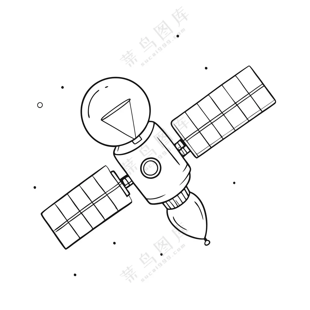 简约线条手绘太空通讯卫星