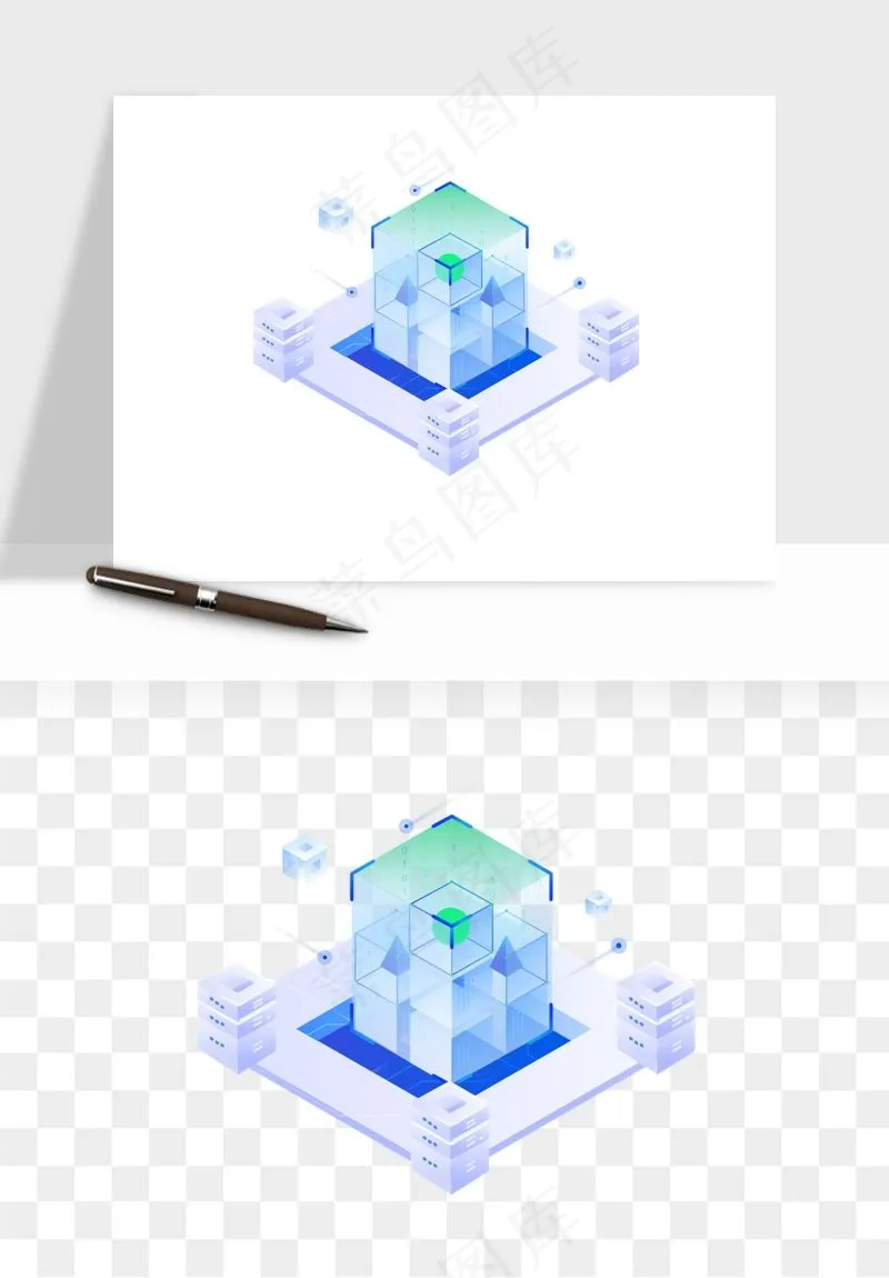 立体2.5d科技商务png免抠