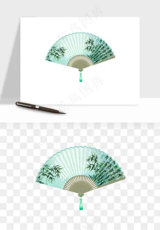 古风扇子元素png免抠