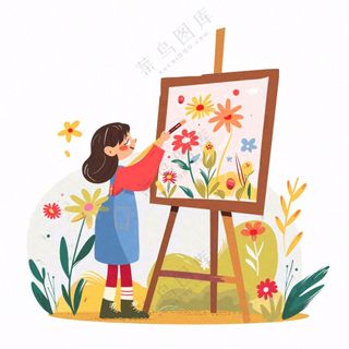 画画美术画板学习人物插画免抠