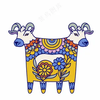 民族风花纹双头羊
