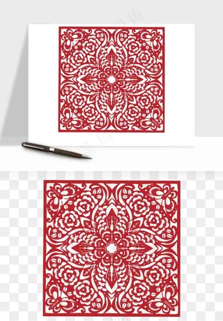 传统窗花剪纸图案png免抠