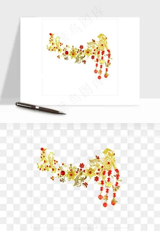 古风发簪头饰配饰png免抠