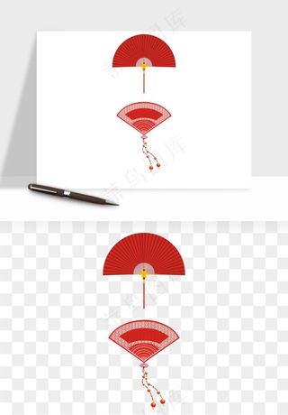 古风扇子元素png免抠