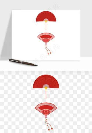 古风扇子元素png免抠