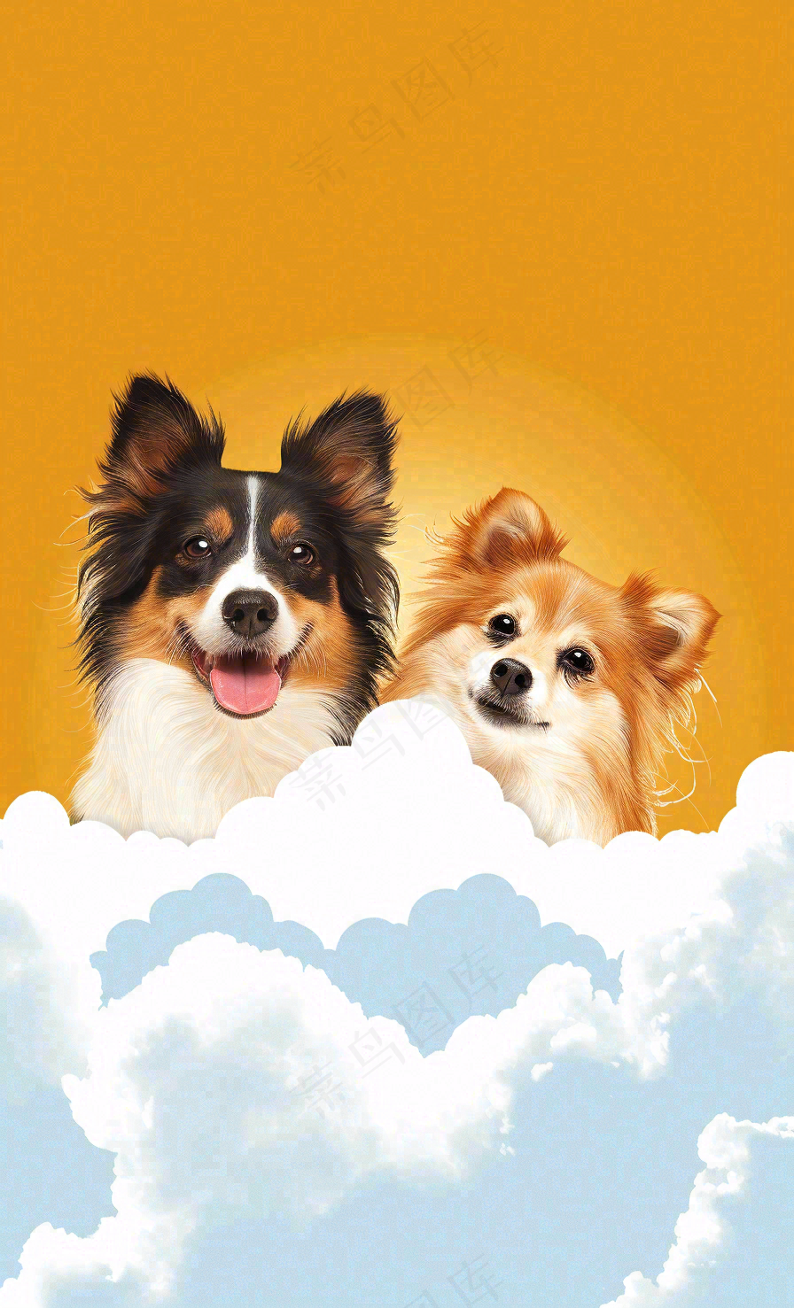 宠物生活馆猫狗卡通插画背景