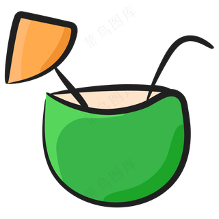 椰子水 手绘简笔画