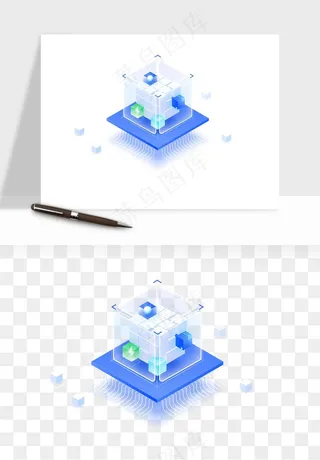 立体2.5d科技商务png免抠