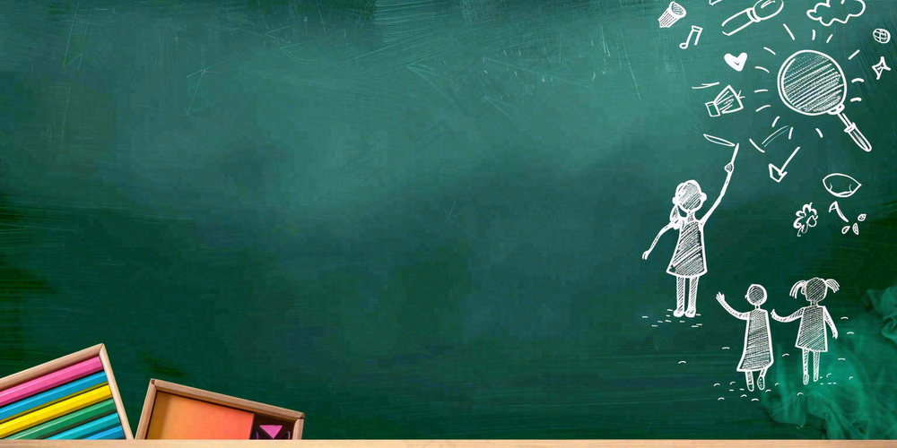 教室黑板上图画写字粉笔学生教师节背景