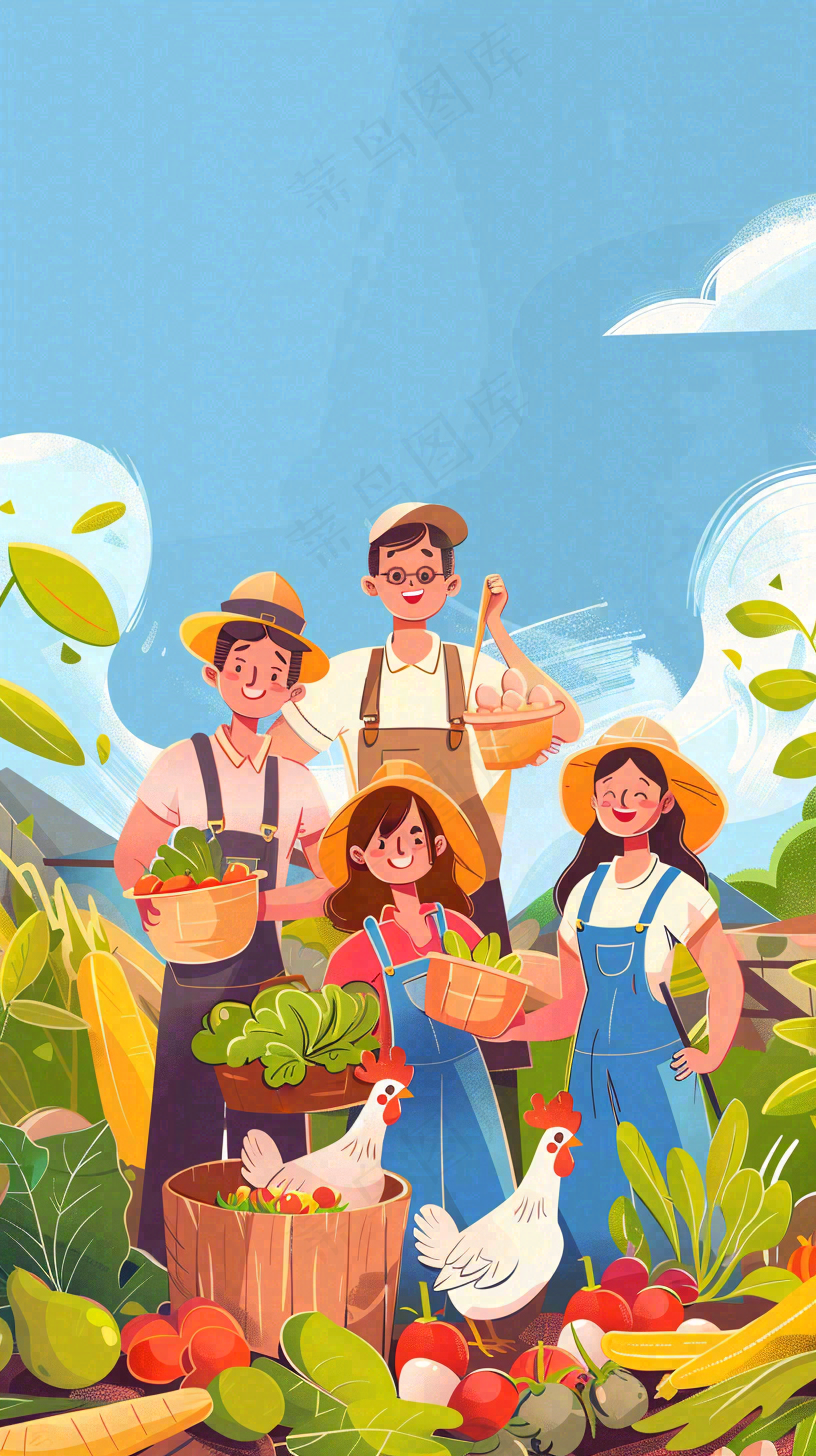 卡通插画劳动节职业人物形象插画背景