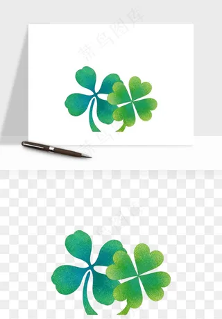 手绘四叶草幸运植物png免抠