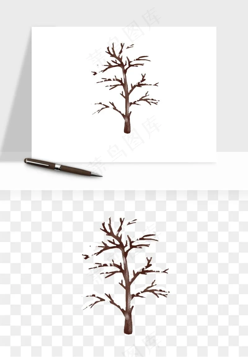 雪树枯树冬天树木png免抠