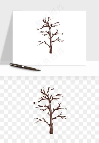 雪树枯树冬天树木png免抠