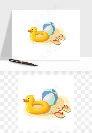 沙滩游泳度假休闲png免抠