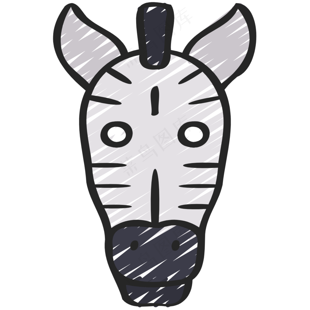 呆萌斑马头像 铅笔手绘图标 icon