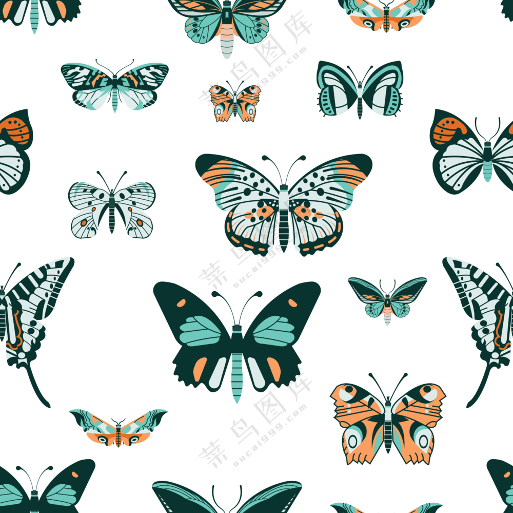 无缝拼接蝴蝶图案主题免抠图片素材
