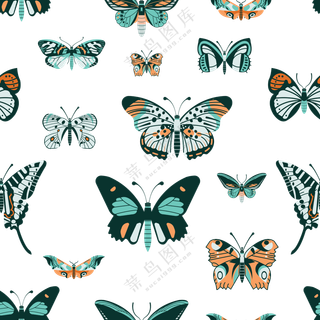 无缝拼接蝴蝶图案主题免抠图片素材