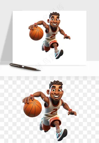 立体篮球人物png免抠