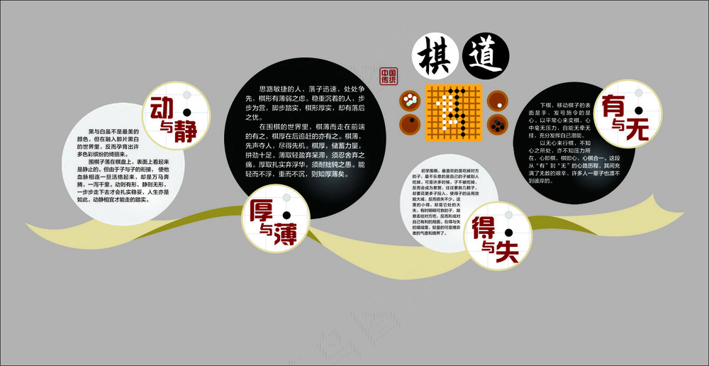 中国传统棋道文化墙