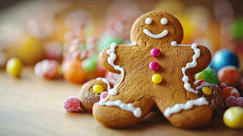糖果姜饼人圣诞摄影图