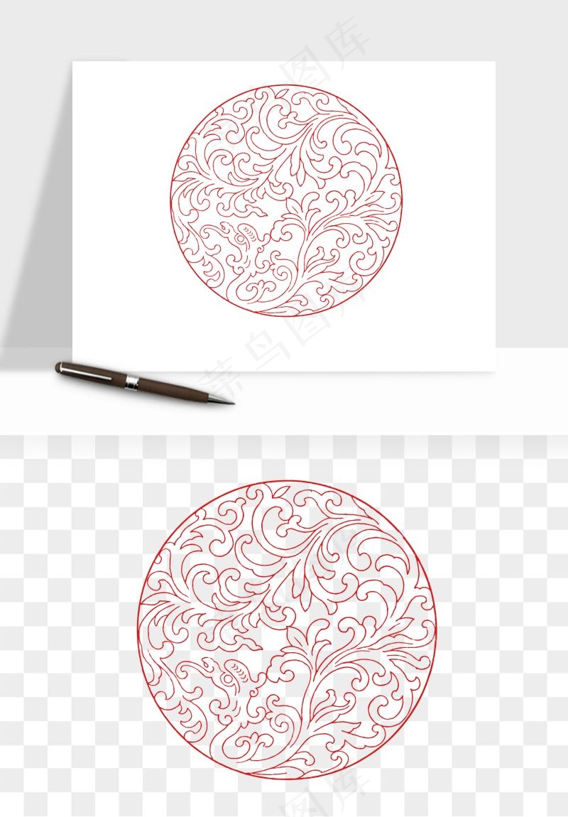 传统窗花剪纸图案png免抠