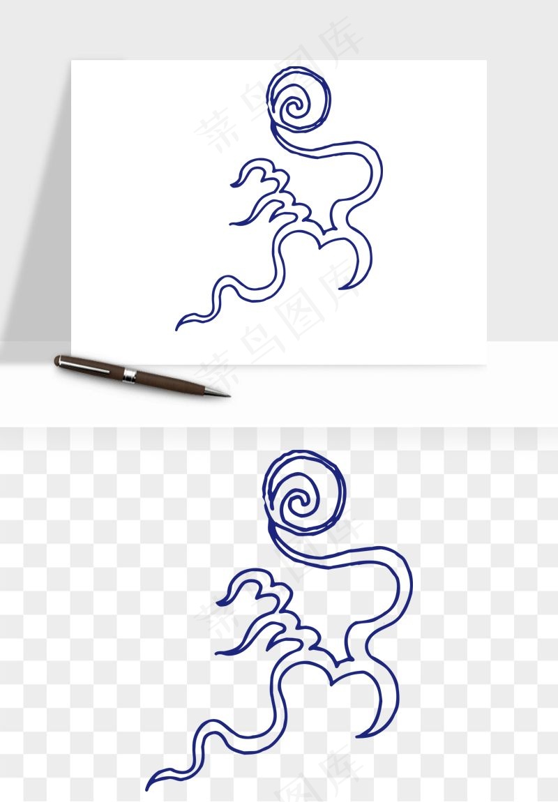 青花瓷花纹花卉图案png免抠