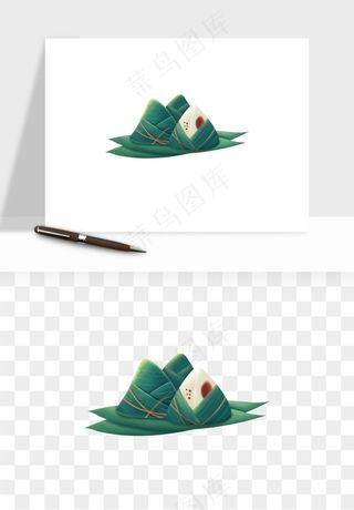 国潮粽子手绘肉粽png免抠