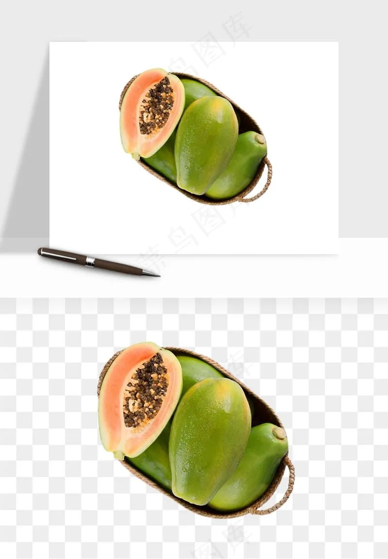 木瓜水果png免抠