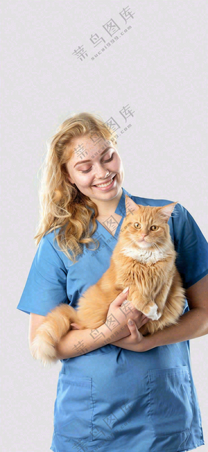 萌宠宠物医院医生抱着猫咪摄影图背景