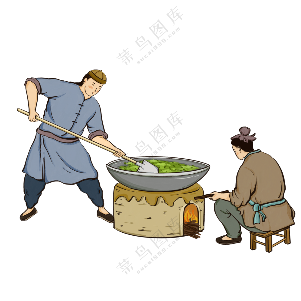 古代人物  市井人物  古代人物插画   人物场景  大锅熬汤