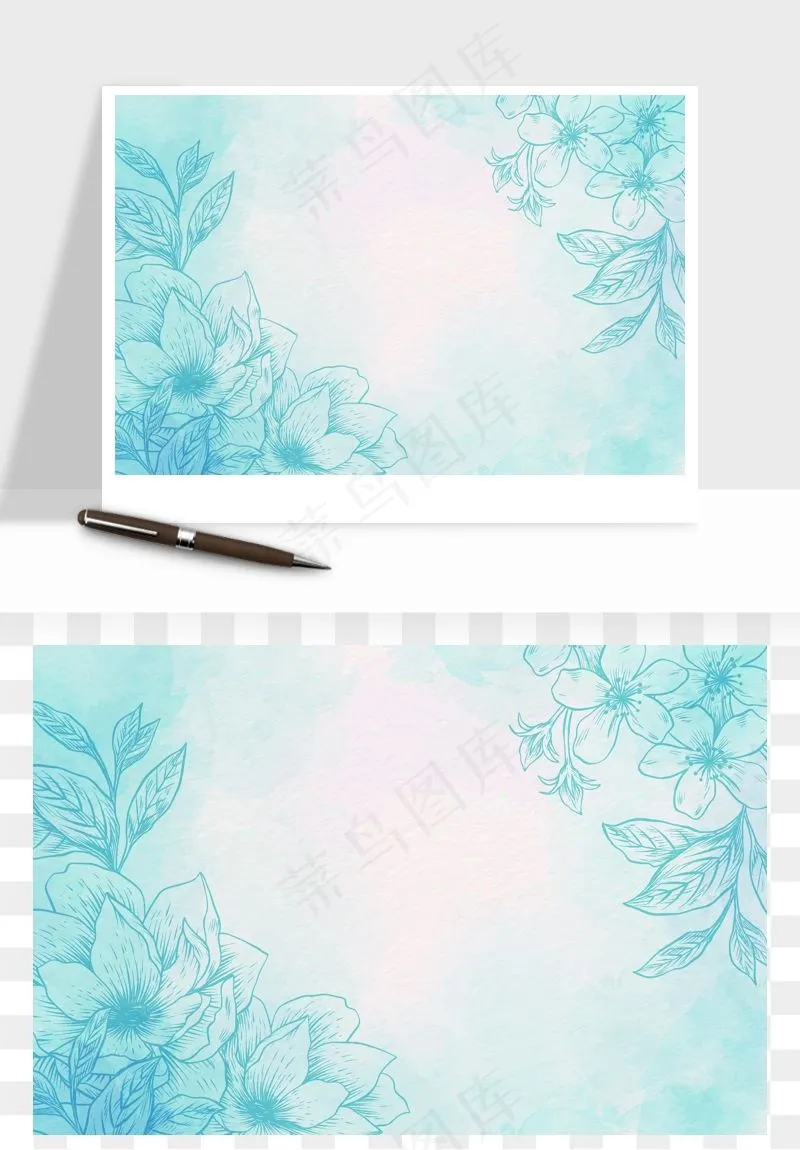 水彩花卉手绘矢量背景