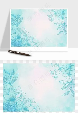 水彩花卉手绘矢量背景