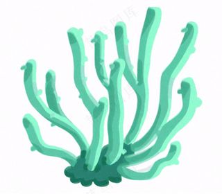 海洋海藻珊瑚植物卡通插画免抠