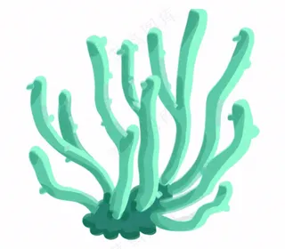 海洋海藻珊瑚植物卡通插画免抠