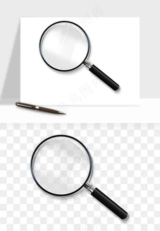 手绘放大镜镜片png免抠