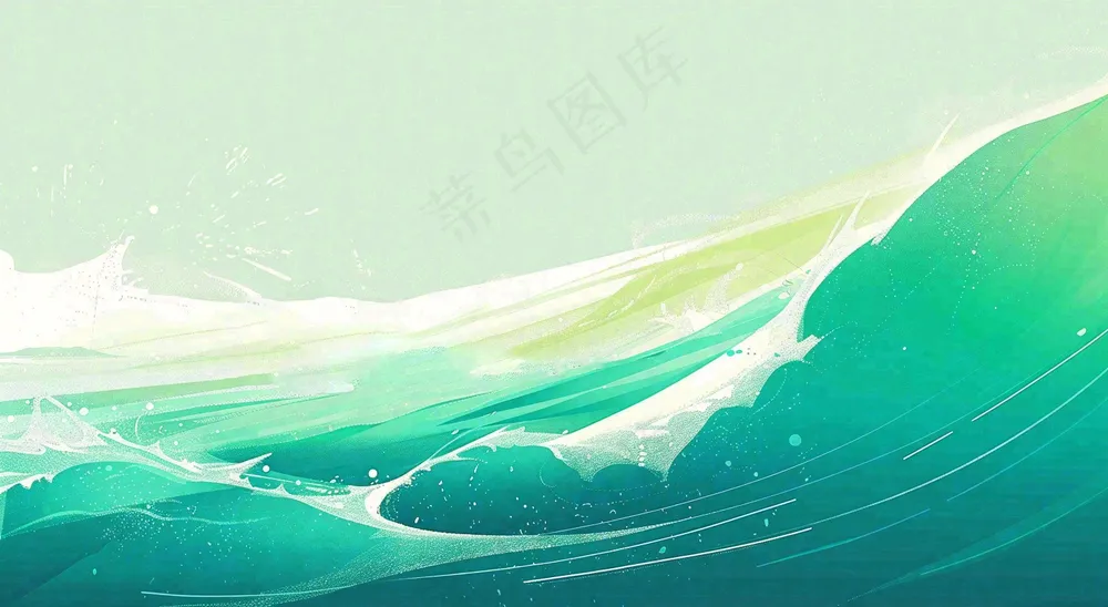 端午节水浪花绿色创意插画背景