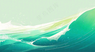 端午节水浪花绿色创意插画背景