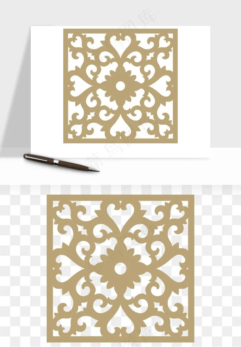 中式镂空古典图案png免抠