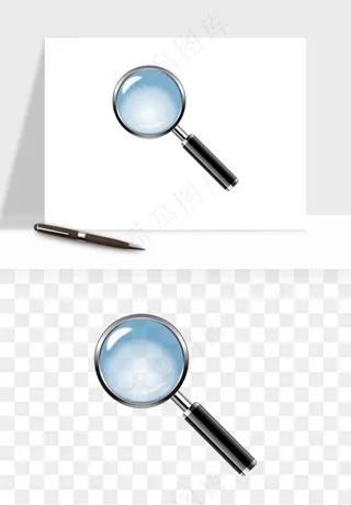 手绘放大镜镜片png免抠