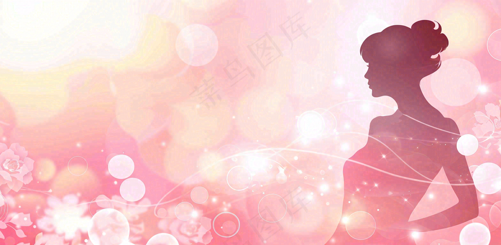 粉色女生光圈浪漫唯美妇女节插画背景
