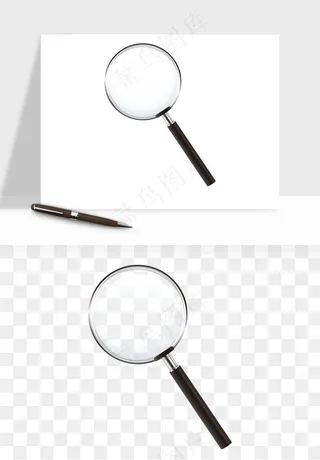 手绘放大镜镜片png免抠