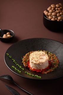 凉拌金针菇暗调柔光咖啡色背景斜拍竖图海报灯箱招牌