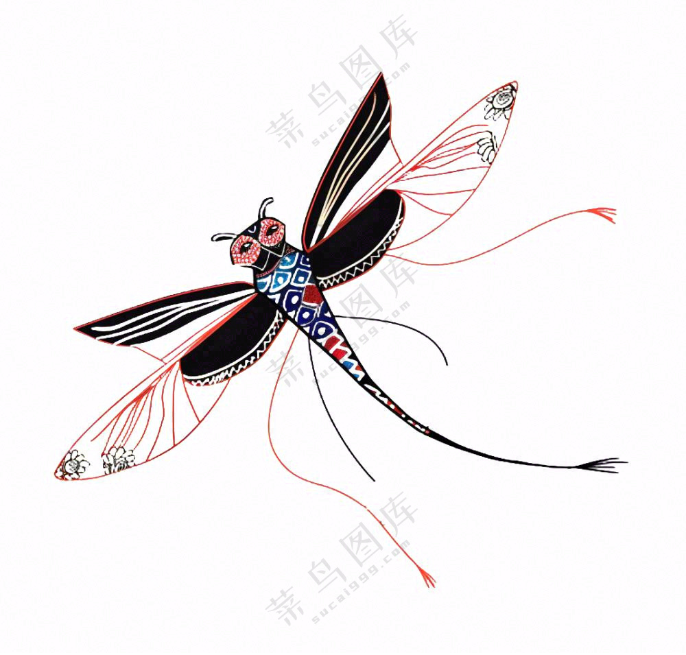 风筝蜻蜓纸鸢插画免抠
